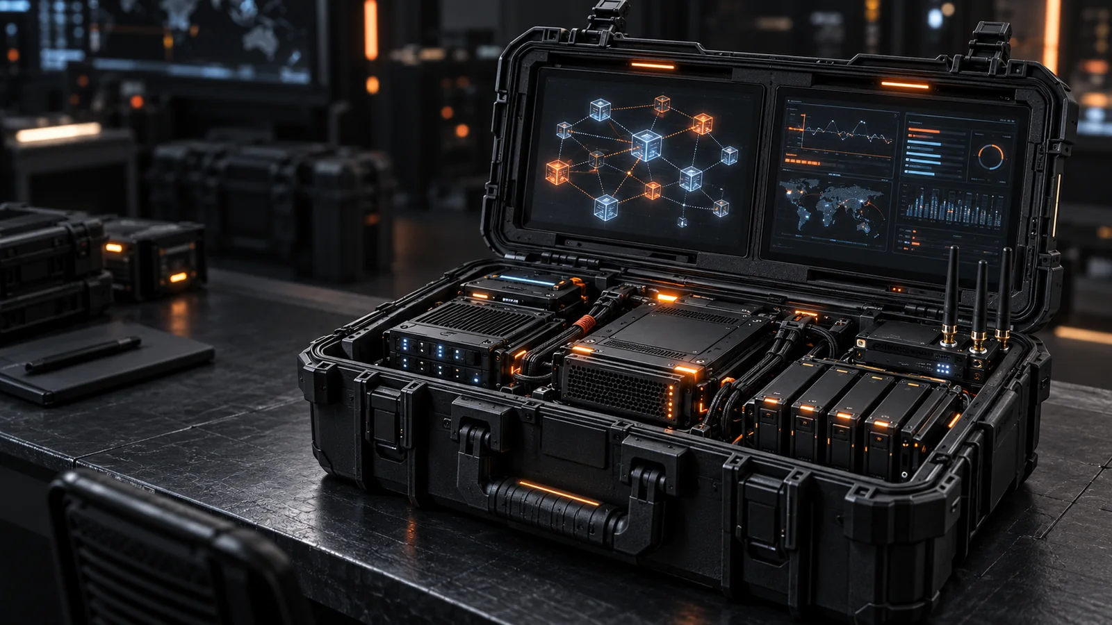 OBSIDIAN deployable cyber operations platform in a hardened transit case
